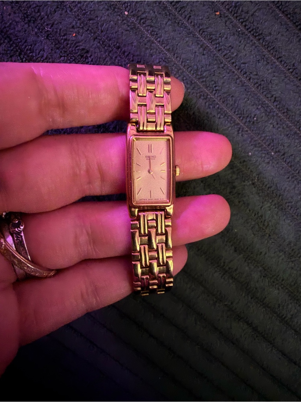 Seiko Women's Gold Tone Rectangular Link Bracelet Watch